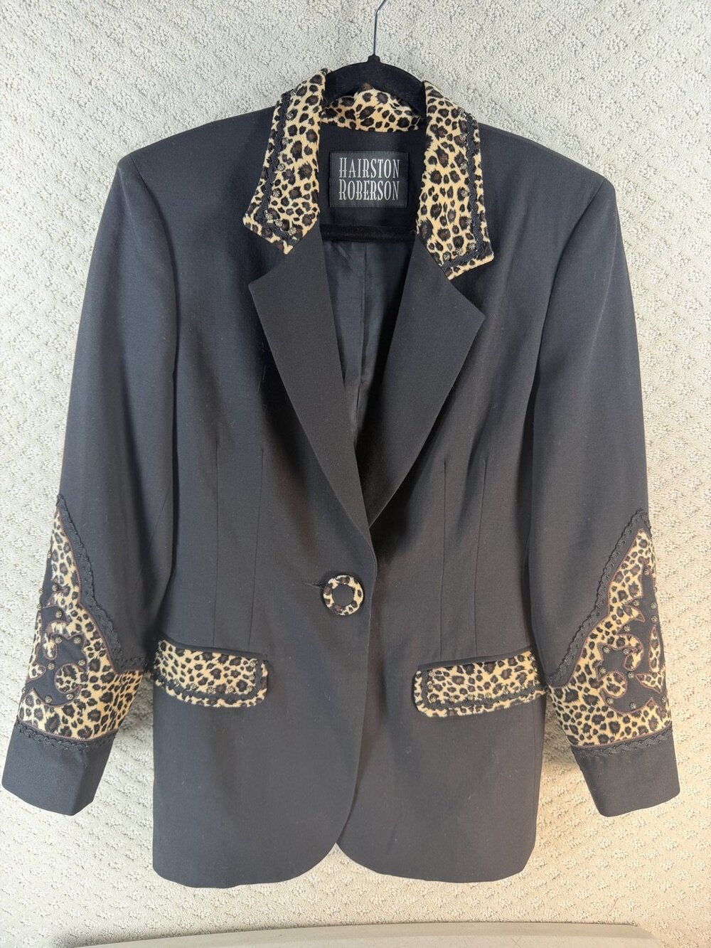 Hairston Roberson Western Blazer Jacket Womens Black Embroidered Studded Size 6